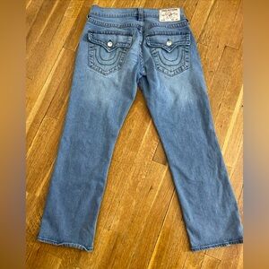 True Religion Ricky Relaxed Straight Blue Jeans Men’s 31”x28” Flap Pockets Fade